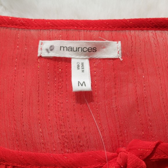 Maurices Red Sheer Top Blouse Size Medium NWT - Picture 7 of 9